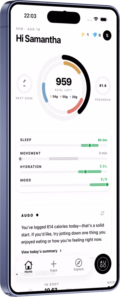 Augo app running on an Android handset